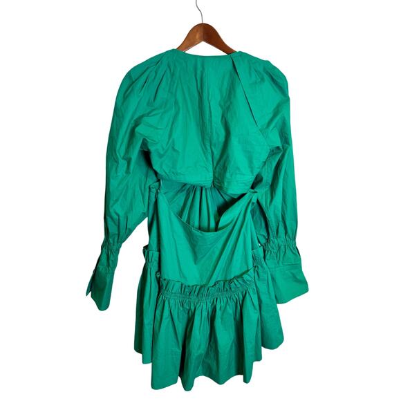 A.L.C. Alexa Cutout Ruffled Tiered Pleated Green Cotton Poplin Mini Dress Size 8 - Picture 7 of 12